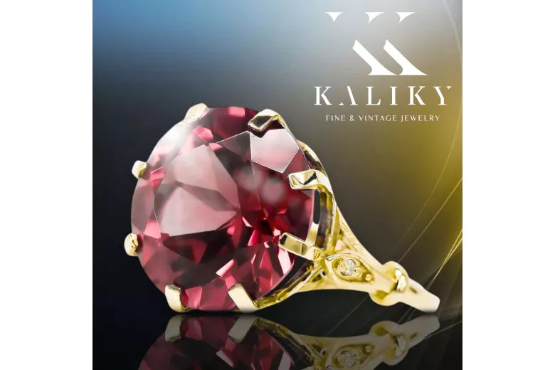  Rubín 14k žluté zlato Vintage craft vrc073y